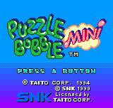 Puzzle Bobble Mini Title Screen